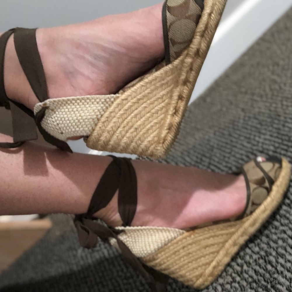 COACH “Mila” wedges in Brown Strappy Women's Sandals - Picture 4 of 4